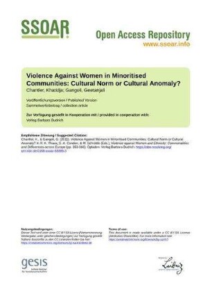 Violence Against Women in Minoritised Communities: Cultural Norm or Cultural Anomaly?