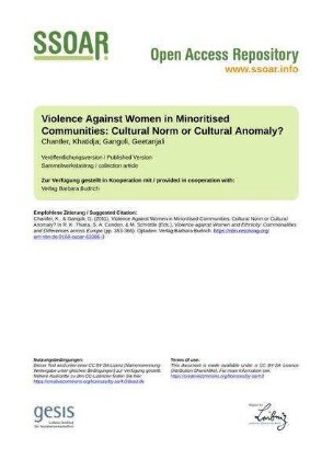 Violence Against Women in Minoritised Communities: Cultural Norm or Cultural Anomaly?