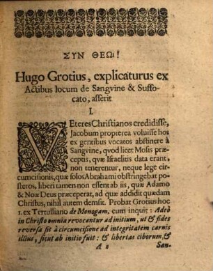 Joh. Georg. Dorschei ... Discussio explicationis Hugonis Grotii circa locum Actor. XV. v. 20. de sanguine & suffocato