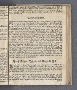 Grosse Feuers-Brünste und Unglücks-Fälle.