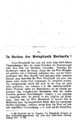 In Sachen der Metaphysik Herbart`s