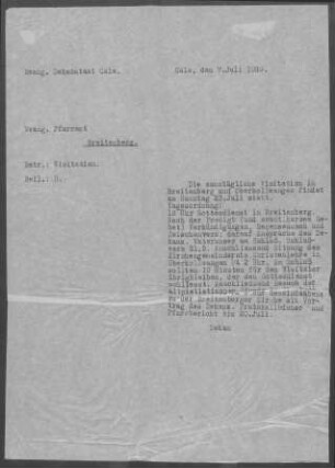 Breitenberg-Oberkollwangen: Pfarrbericht 1939