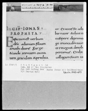 Bibliorum sacrorum pars, libri prophetarum — Initiale E(t factum est), Folio 240recto