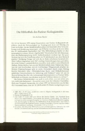 Die Bibliothek des Eutiner Kollegiatstifts.