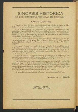 Sinopsis histórica de las empresas públicas de Medellín : Plantas eléctricas