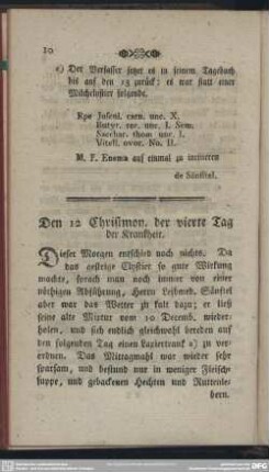 Den 12 Christmon. der vierte Tag der Krankheit