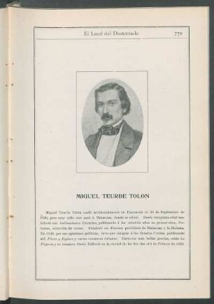 Miguel Teurbe Tolón. [Retrato y esbozo biográfico]