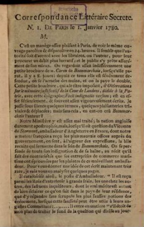 Correspondance littéraire secrète. 1780