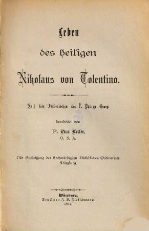 Leben des heiligen Nikolaus von Tolentino
