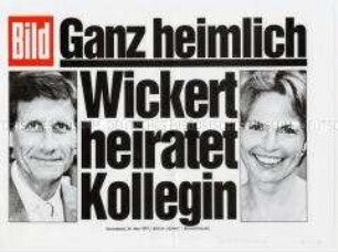 Maueranschlag der "Bild"-Zeitung: "Ganz heimlich / Wickert heiratet Kollegin"