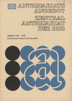 Nr. 1293: Literatur - Kunst - Philosophie