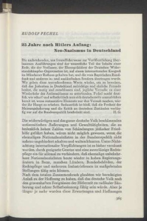 25 Jahre nach Hitlers Anfang: Neo-Nazismus in Deutschland