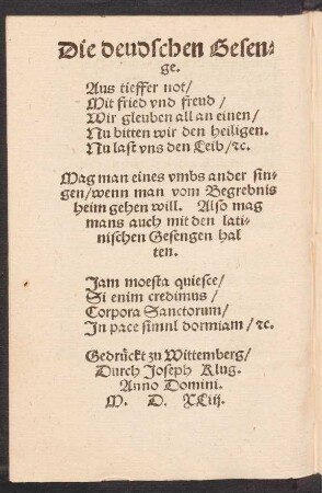 Die deudschen Gesenge.