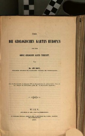 Über die geologischen Karten Europas und über grosse geologische Karten überhaupt