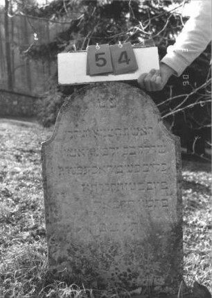 Grabstein 54 (Index: 100008836) Zustand: leicht verwittert Maße HxBxT: 82x52x11 cm: Grabstein 54