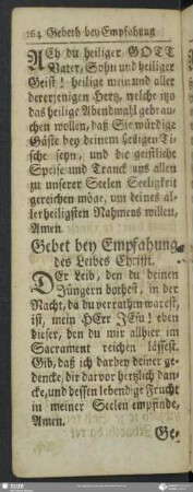 Gebet bey Empfahung des Leibes Christi