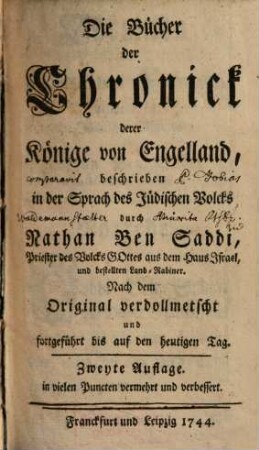 Die Bücher der Chronick derer Könige von Engelland