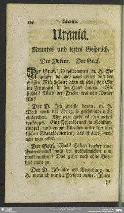 Urania. Neuntes und leztes Gepräch
