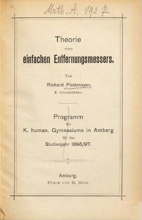 Theorie eines einfachen Entfernungsmessers
