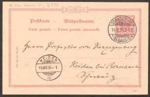 Postkarte an Heinrich von Herzogenberg : 14.08.1896