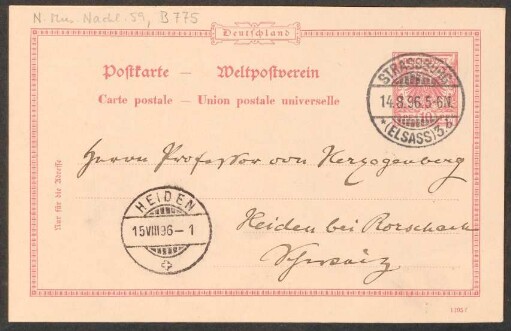Postkarte an Heinrich von Herzogenberg : 14.08.1896