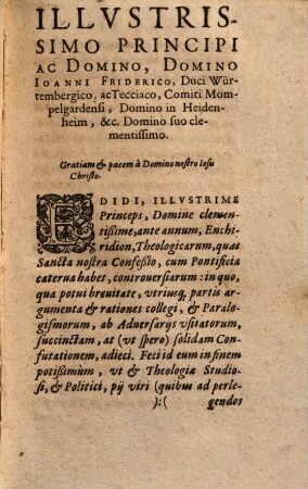 Enchiridion controversiarum, quas Augustanae confessionis theologi habent cum Calvinianis ...