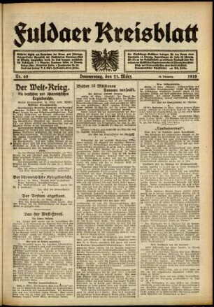 Ausgabe vom Donnerstag, den 21. März 1918.