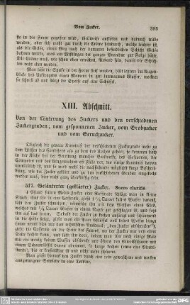 XIII. Abschnitt. Von der Läuterung des Zuckers und den verschiedenen Zuckergraden; vom gesponnenen Zucker, vom Grobzucker und vom Geruchzucker
