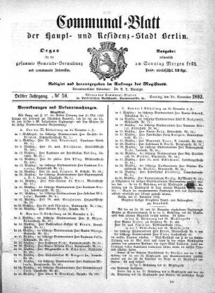 No. 50: No. 50, 30.November 1862
