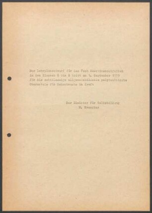 Der Lehrplanentwurf für das Maschinenschreiben in den Klassen 6 bis 8 ...