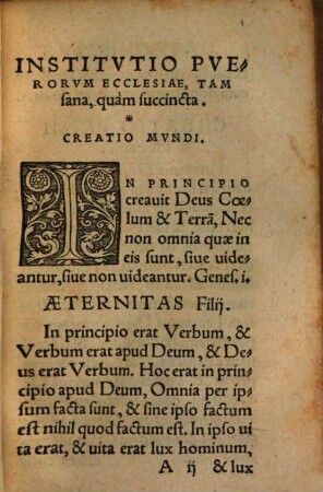 Catechismvs : Instrvctio Pverorvm Ecclesiae, non minus sana, quàm succincta