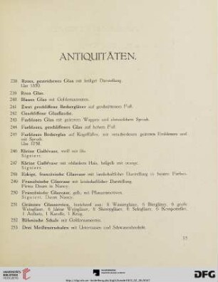 Antiquitäten (Nr. 238 - 336)