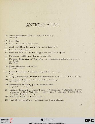 Antiquitäten (Nr. 238 - 336)