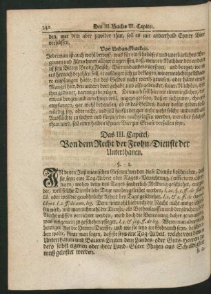 Das III. Capitel. Von dem Recht der Frohn-Dienste der Unterthanen