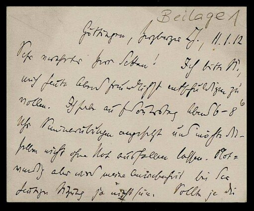 Beil.: Brief von Heinrich Maier an Edward Schröder, Göttingen, 11.1.1912