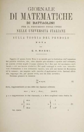 Sulla teoria del pendolo.