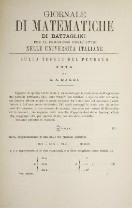 Sulla teoria del pendolo.