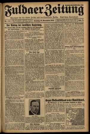 Erste Ausgabe vom Sonntag, den 22. November 1931.
