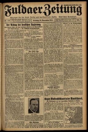 Erste Ausgabe vom Sonntag, den 22. November 1931.