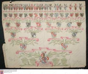 Ahnenprobe des Ferdinand Wilhelm v. Graß. - ausgefertigt Papier