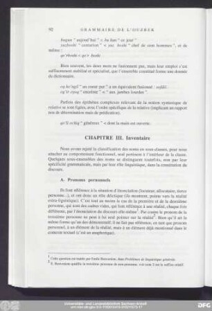 Chapitre III. Inventaire