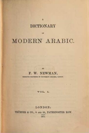 A Dictionary of Modern Arabic, I