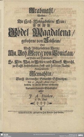 Grabmahl, Welches ... Gödel Magdalena ...