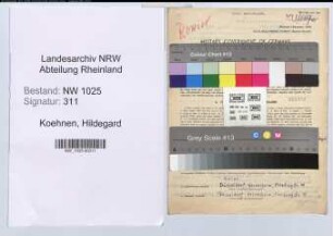 Entnazifizierung Hildegard Koehnen , geb. 24.04.1922 (Musiklehrerin)