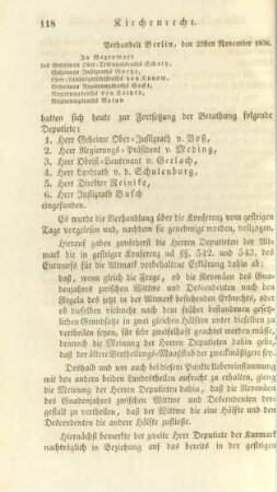 Verhandelt Berlin, den 23ten November 1836.