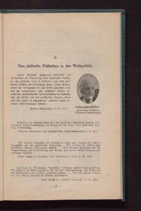 II. Das jüdische Palästina in der Weltpolitik.