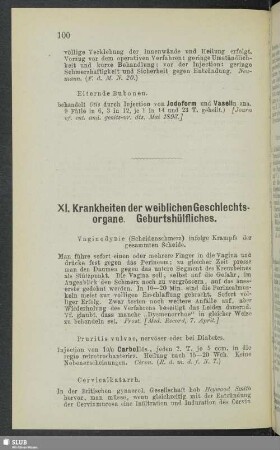 XI. Krankheiten der weiblichen Geschlechtsorgane. Geburtshülfliches