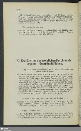 XI. Krankheiten der weiblichen Geschlechtsorgane. Geburtshülfliches