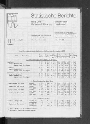 Der Seeverkehr des Hamburger Hafens im September 1972 : Lfd. Nr. 55