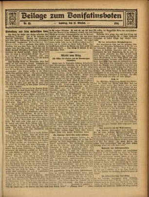 Ausgabe vom Sonntag, den 18. Oktober 1914.